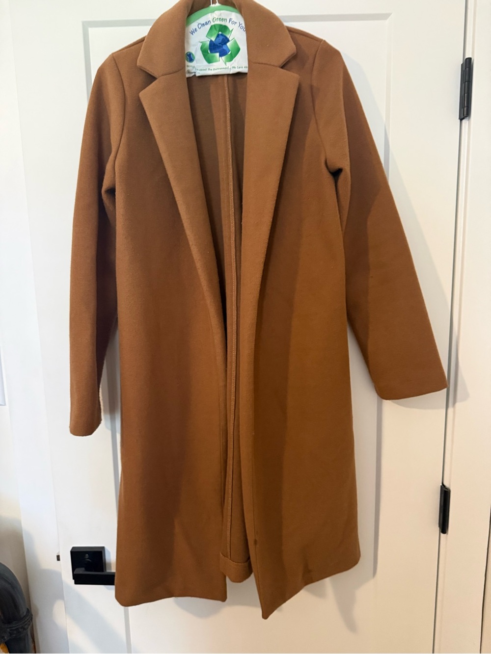 Zara Camel Brown Open-Front Long Trench Coat